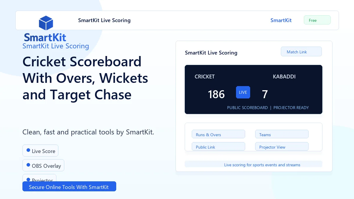 Cricket Scoreboard With Overs, Wickets and Target Chase