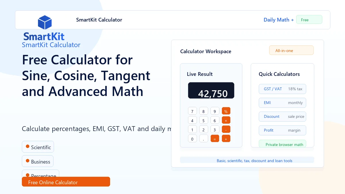 Free Calculator for Sine, Cosine, Tangent and Advanced Math