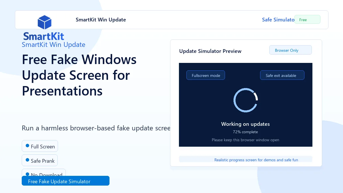 Free Fake Windows Update Screen for Presentations