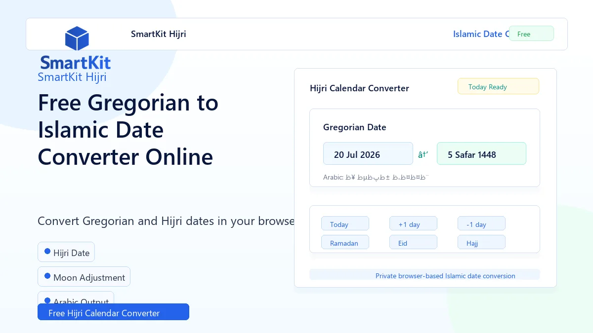 Free Gregorian to Islamic Date Converter Online
