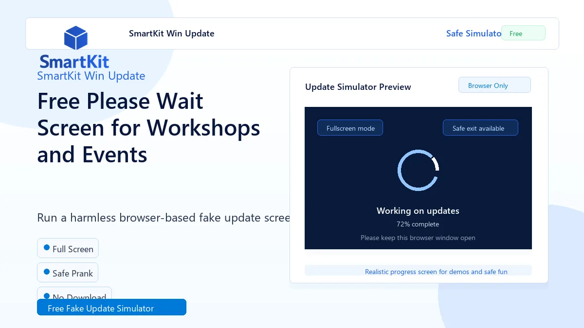 Free Please Wait Screen for Workshops and Events