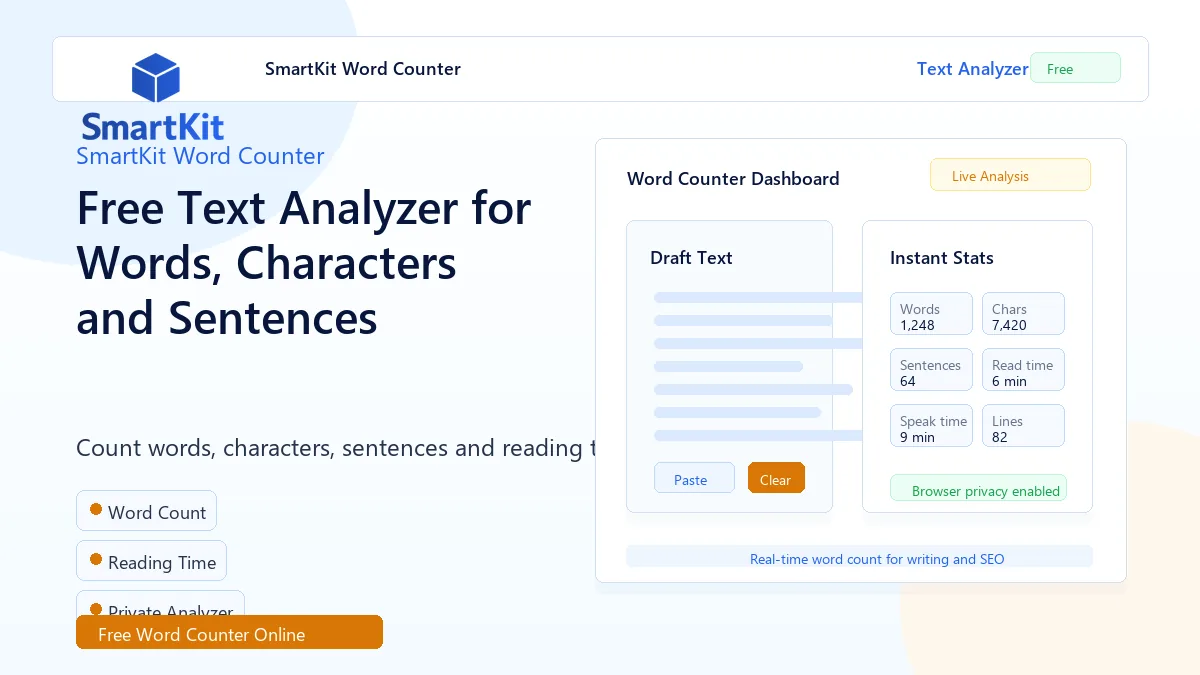 Free Text Analyzer for Words, Characters and Sentences