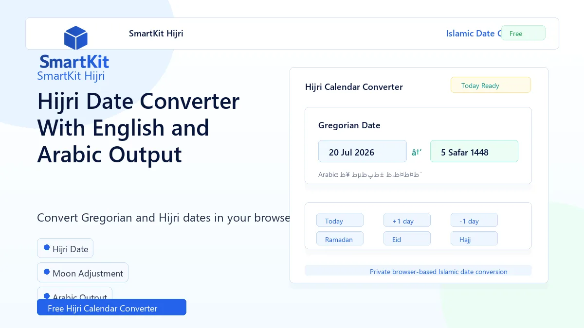 Hijri Date Converter With English and Arabic Output