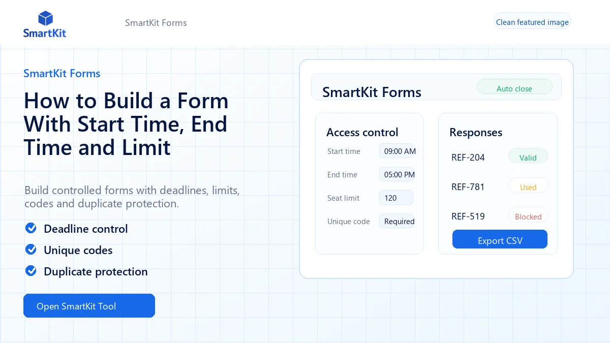 How to Build a Form With Start Time, End Time and Limit