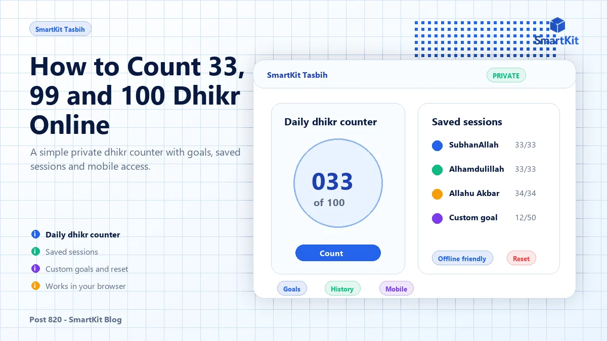 How to Count 33, 99 and 100 Dhikr Online