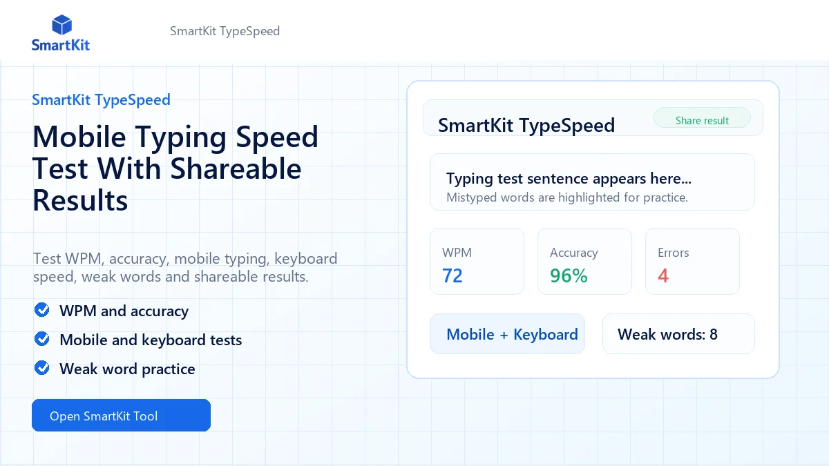 Mobile Typing Speed Test With Shareable Results