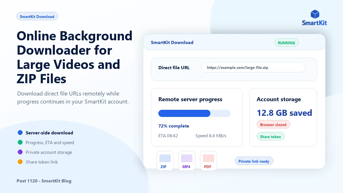 Online Background Downloader for Large Videos and ZIP Files