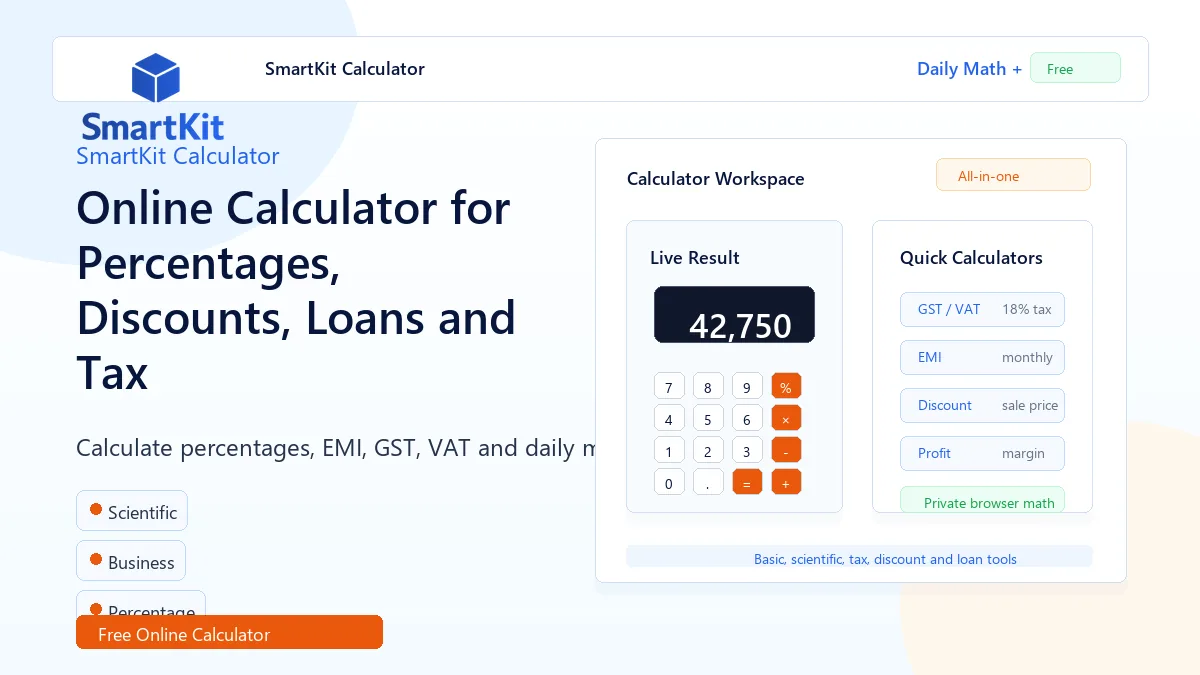 Online Calculator for Percentages, Discounts, Loans and Tax