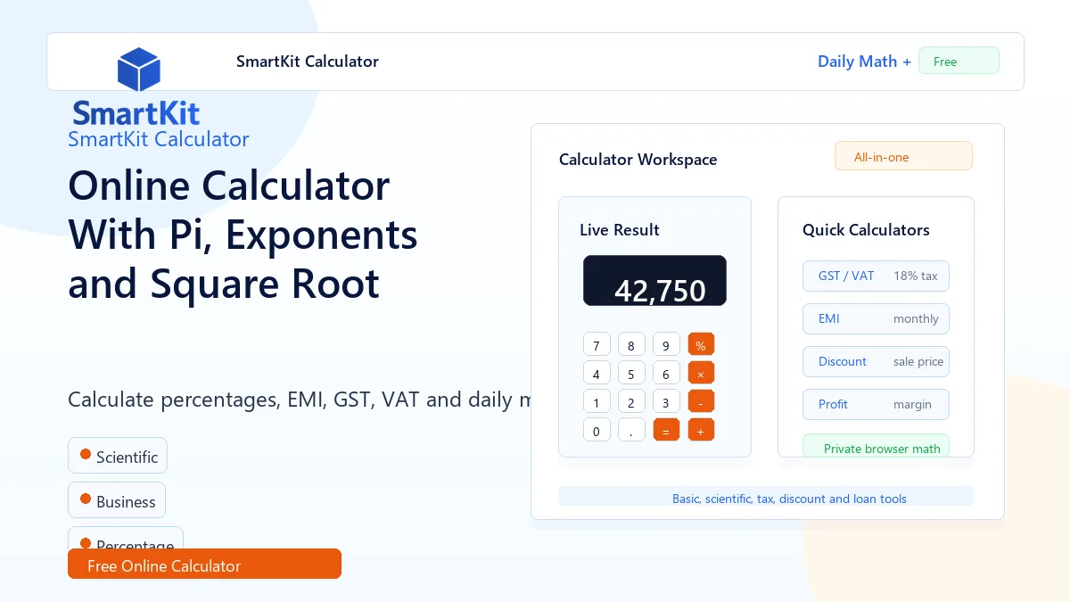 Online Calculator With Pi, Exponents and Square Root