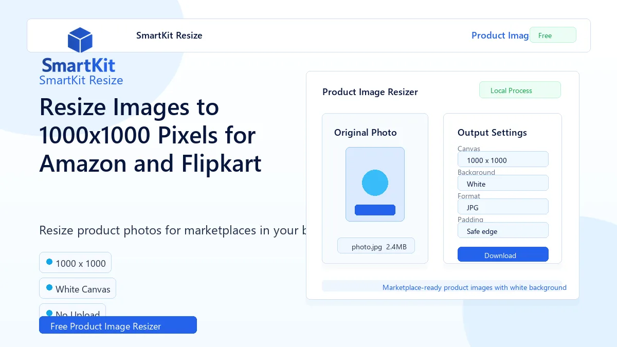 Resize Images to 1000x1000 Pixels for Amazon and Flipkart