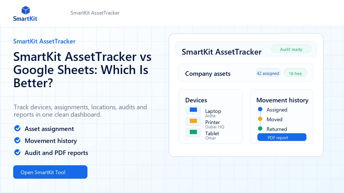 SmartKit AssetTracker vs Google Sheets: Which Is Better?