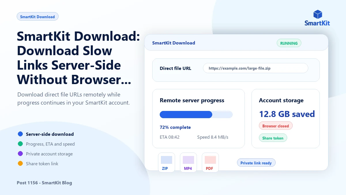 SmartKit Download: Download Slow Links Server-Side Without Browser Open