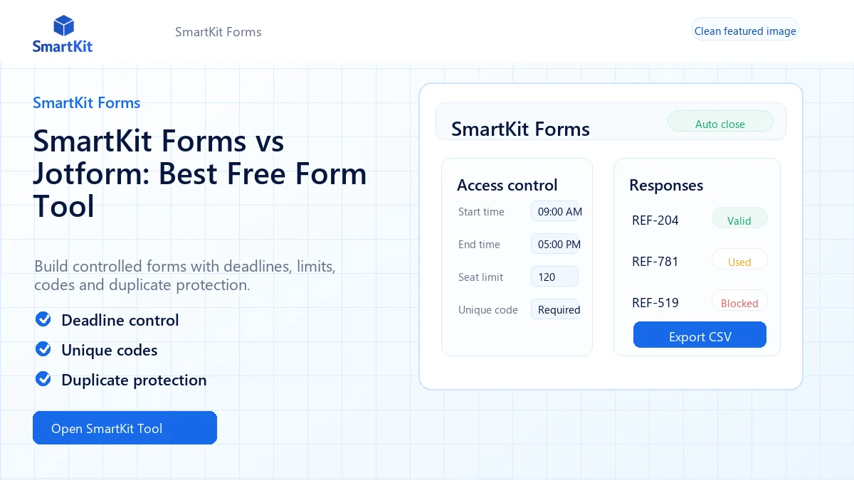 SmartKit Forms vs Jotform: Best Free Form Tool