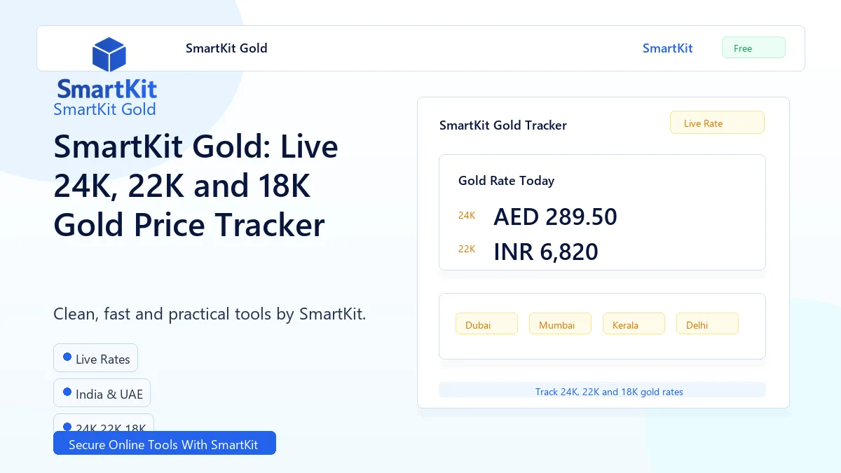 SmartKit Gold: Live 24K, 22K and 18K Gold Price Tracker