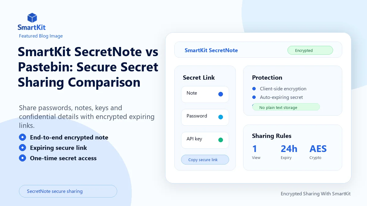 SmartKit SecretNote vs Pastebin: Secure Secret Sharing Comparison